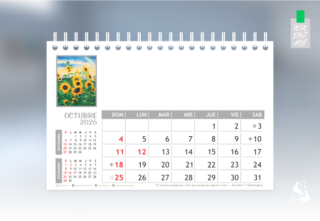 OCTUBRE TIRO CALENDARIO ANILLADO ACTUALIZADO 2026